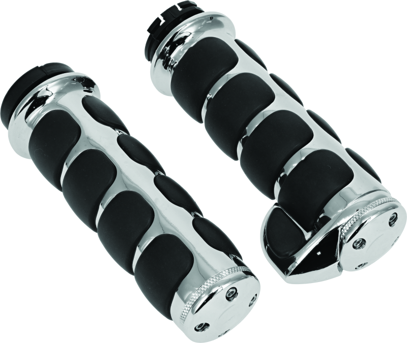 Kuryakyn Premium ISO Grips With Throttle Boss Dual Cable Chrome Grips Kuryakyn