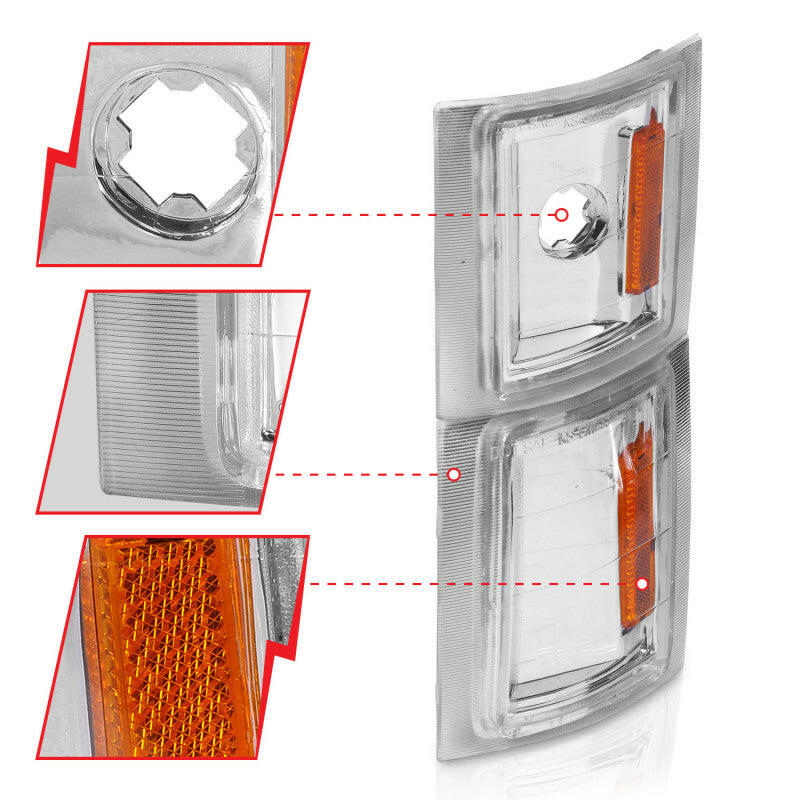 ANZO 1994-1998 Chevrolet Blazer Corner Lights Clear Lens w/ Amber Reflector Lights Corner ANZO