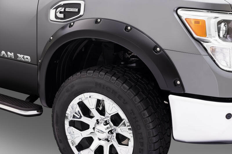 Bushwacker 16-18 Nissan Titan XD Pocket Style Flares 4pc 78.0in Bed - Black Fender Flares Bushwacker