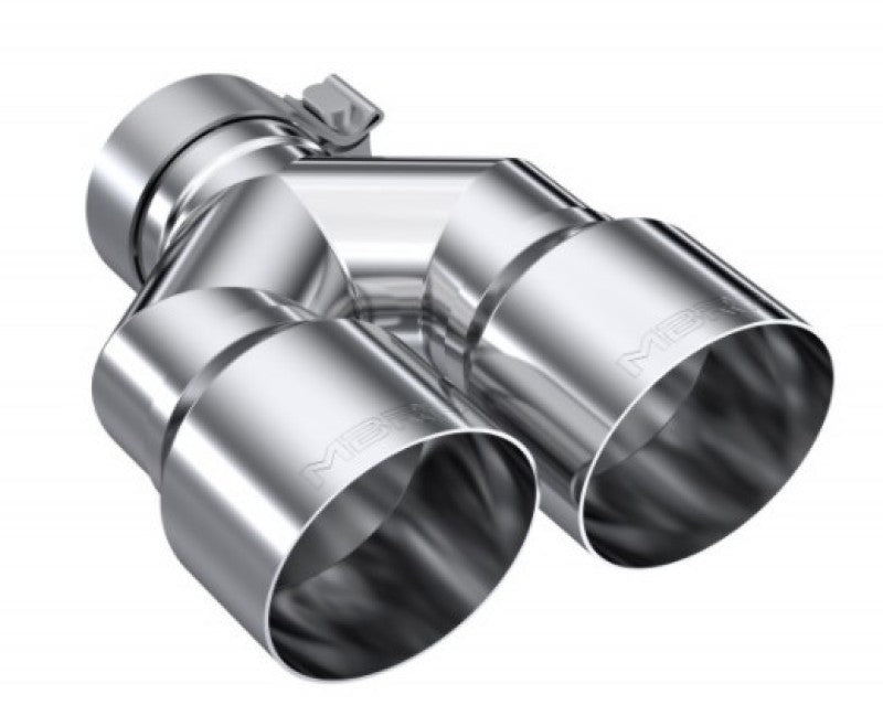 MBRP 3in ID / Dual 4in OD Out Staggered L 9.37in / R 9.87in Single Wall T304 SS Univ Exhaust Tip Tips MBRP