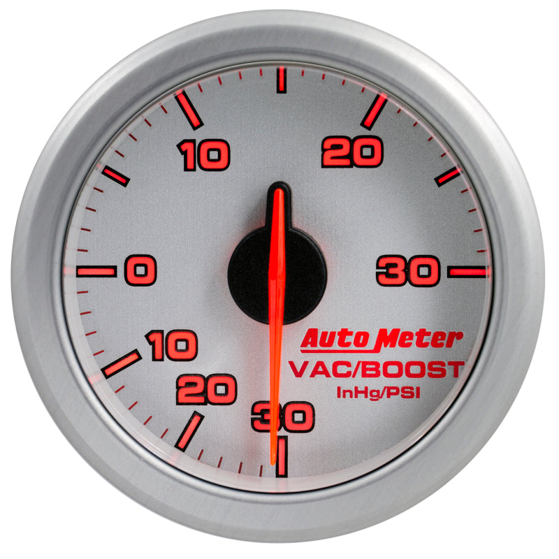Autometer Airdrive 2-1/6in Boost/Vac Gauge 30in HG/30 PSI - Silver Gauges AutoMeter