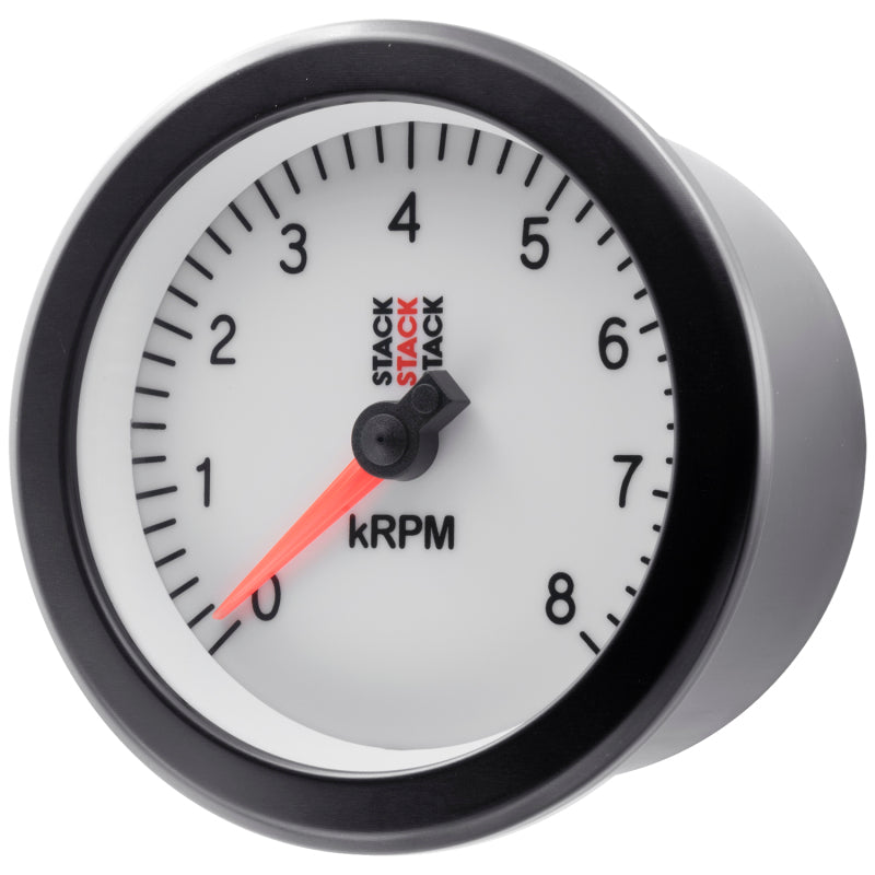 Autometer Stack Sport 88mm 0-8K RPM Tachometer - White Gauges AutoMeter