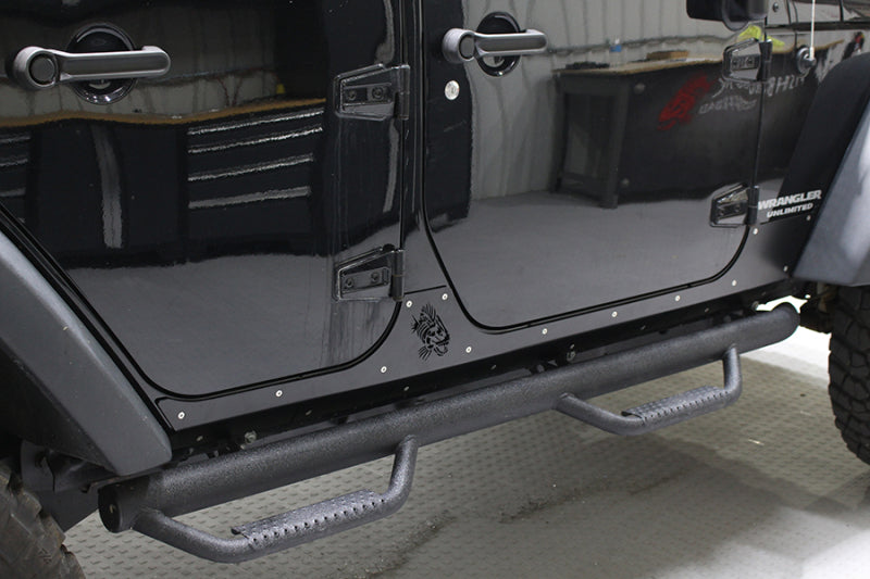 Fishbone Offroad 07-18 Jeep Wrangler JK 4 Door Rocker Guards Scale Armor Rocker Arms Fishbone Offroad