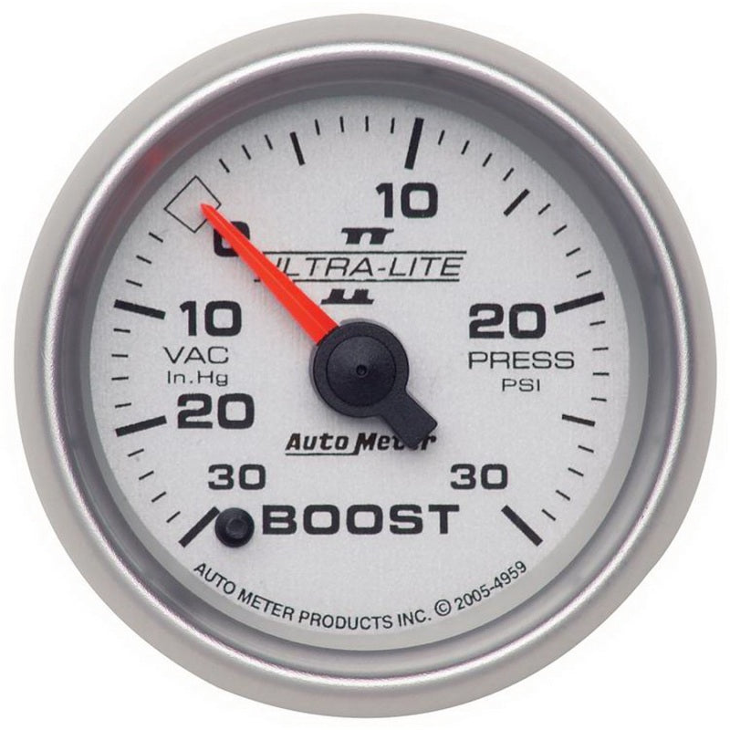 Autometer Ultra-Lite II 52mm 30 In Hg-Vac/30 PSI Full Sweep Electronic Vacuum/Boost Gauge Gauges AutoMeter