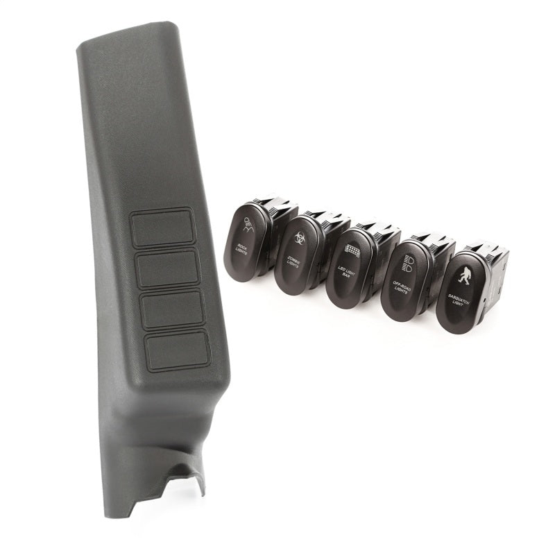 Rugged Ridge Etched A-Pillar 4 Switch Pod Kit LHD 11-18 JK Dash & Interior Trim Rugged Ridge