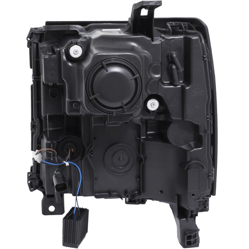 ANZO 16+ Chevy Silverado 1500 Projector Headlights Plank Style Black w/Amber/Sequential Turn Signal Headlights ANZO