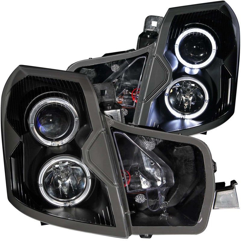 ANZO 2003-2007 Cadillac CTS Projector Headlights w/ Halo Black Headlights ANZO
