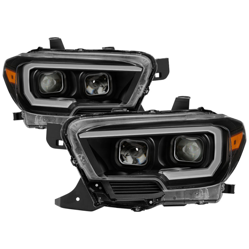 xTune Toyota Tacoma 16-18 DRL Light Bar Projector Headlights - Black PRO-JH-TTA16-LBDRL-BK Headlights SPYDER