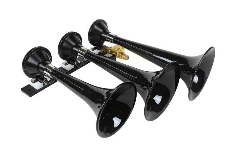 Kleinn Black Triple Horn/ 15In/13In/11In - High Impact ABS Trumpet/ Zinc Alloy Base Horns Kleinn Air Horns