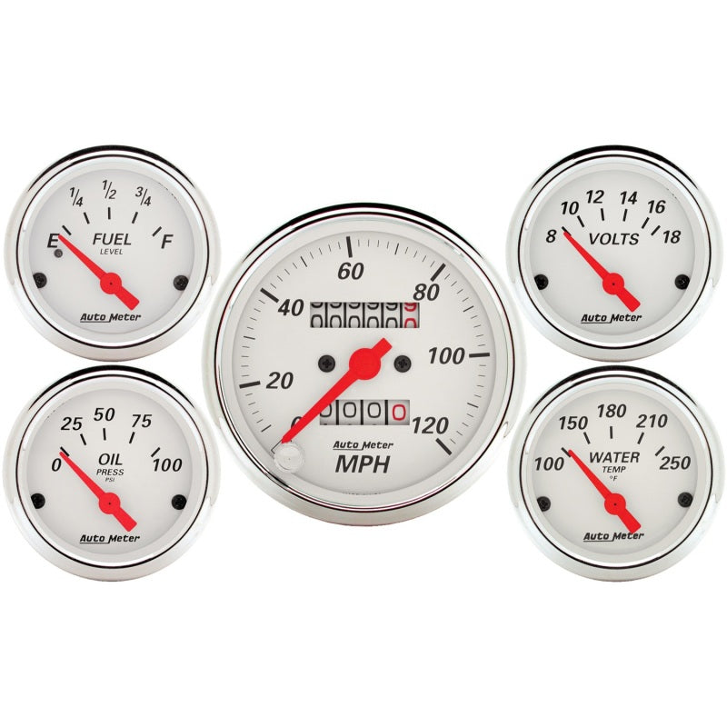 Autometer 5 piece Kit (Mech Speed/Elec Oil Press/Water Temp/Volt/Fuel Level) Gauges AutoMeter