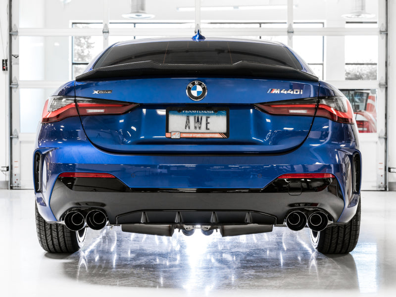 AWE Tuning 2019+ BMW M340i (G20) Resonated Touring Edition Exhaust - Quad Diamond Black Tips Catback AWE Tuning