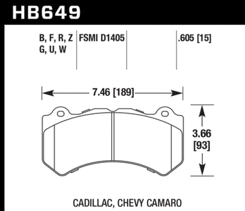 Hawk 14-18 Chevrolet Corvette Front ER-1 Brake Pad Set (J56 brake package) Brake Pads - Racing Hawk Performance