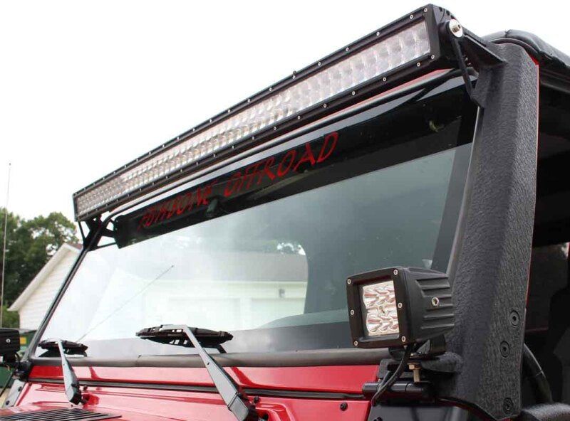 Fishbone Offroad 97-06 Jeep Wrangler TJ 52In Light Bar Bracket - Black Textured Powdercoat Light Mounts Fishbone Offroad