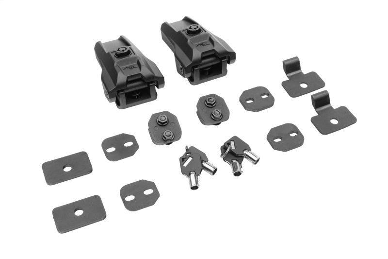 Rugged Ridge Locking Hood Catch Kit 07-18 Jeep Wrangler JKU / 18-22 Wrangler JL Brackets Rugged Ridge