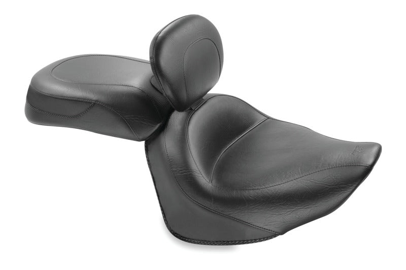 Mustang 08-17 Yamaha Raider Wide Touring 2PC Seat w/Diver Backrest - Black Two-Piece Motorcycle Seats Mustang Motorcycle