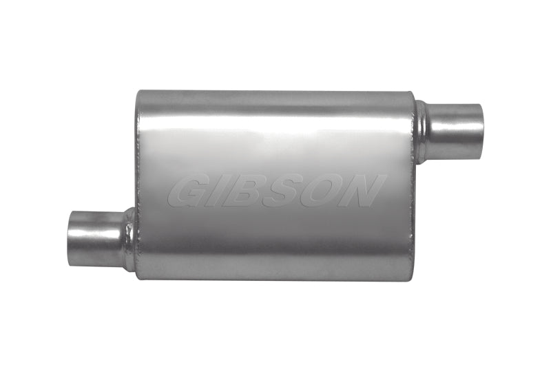 Gibson CFT Superflow Offset/Offset Oval Muffler - 4x9x13in/2.5in Inlet/2.5in Outlet - Stainless Muffler Gibson