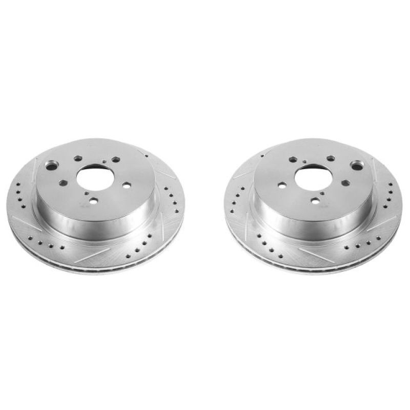 Power Stop 14-18 Subaru Forester Rear Evolution Drilled & Slotted Rotors - Pair Brake Rotors - Slot & Drilled PowerStop