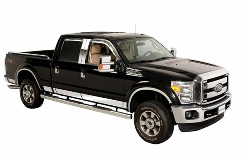 Putco 11-16 Ford SuperDuty - Super Cab 8ft Long Box - 12pcs - 6.25in Wide SS Rocker Panels Body Armor & Rock Rails Putco