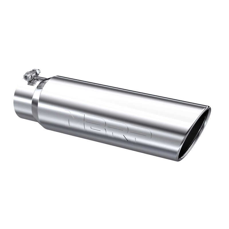 MBRP Universal 5in OD Angled Rolled End 4in Inlet 18in Lgth T304 Exhaust Tip Steel Tubing MBRP