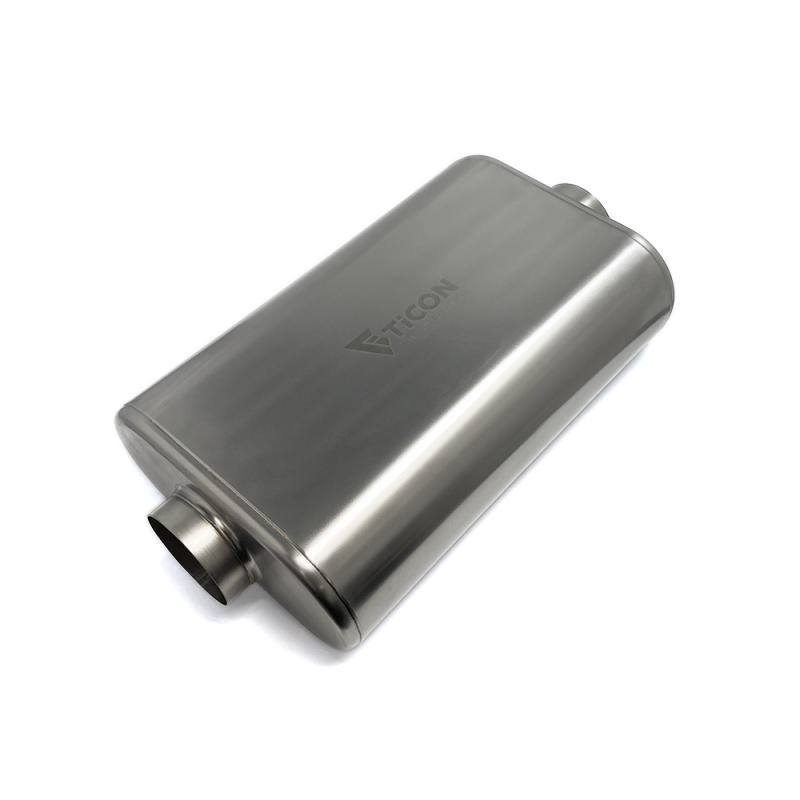 Ticon Industries 17in OAL 3.0in Center In/Out Oval Ultralight Low Profile Titanium Muffler Muffler Ticon