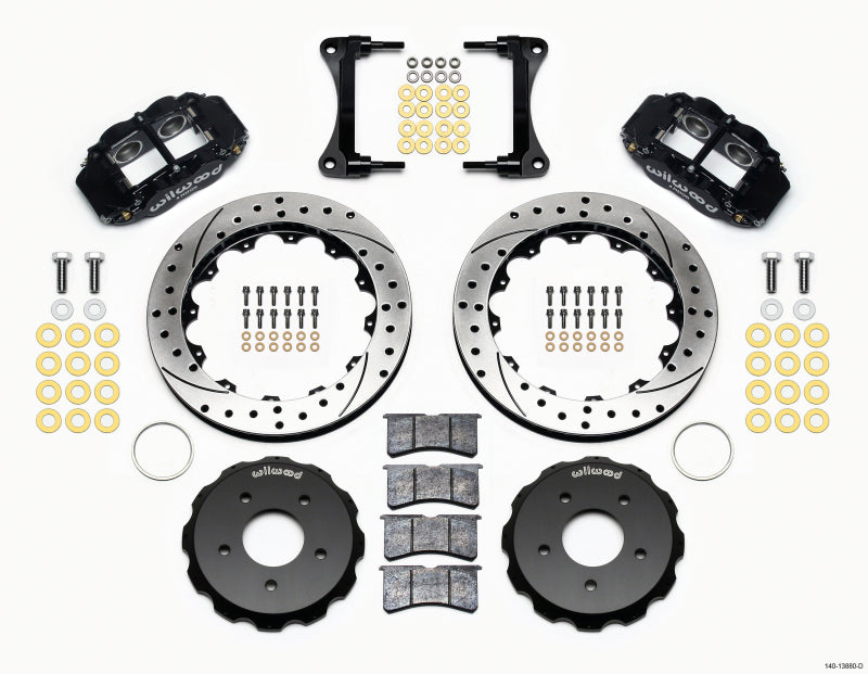 Wilwood Narrow Superlite 4R Front Hat Kit 12.88in Drill 2007-Up Jeep Wrangler Big Brake Kits Wilwood