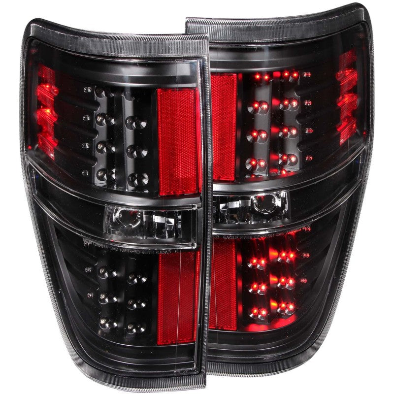 ANZO 2009-2014 Ford F-150 LED Taillights Black Tail Lights ANZO