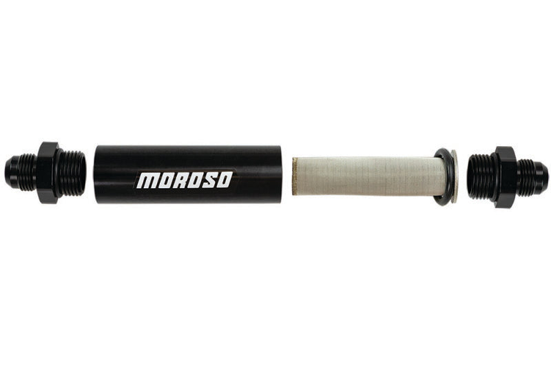 Moroso In-Line Fuel Filter - 6.5in -10An - 40 Micron SS Filter - Aluminum Fuel Filters Moroso