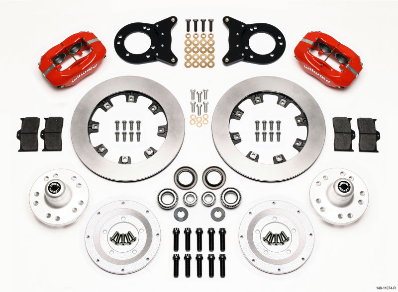 Wilwood Forged Dynalite Front Kit 12.19in Red 1970-1973 Mustang Disc & Drum Spindle Big Brake Kits Wilwood