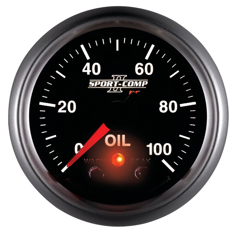 Autometer Sport-Comp II 52.4mm 0-100 PSI Oil Pressure Peak & Warn w/ Electronic Control Gauge Gauges AutoMeter