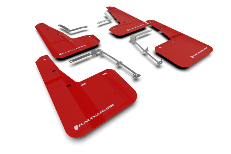 Rally Armor 20-25 Toyota GR Yaris Red Mud Flap w/White Logo Mud Flaps Rally Armor