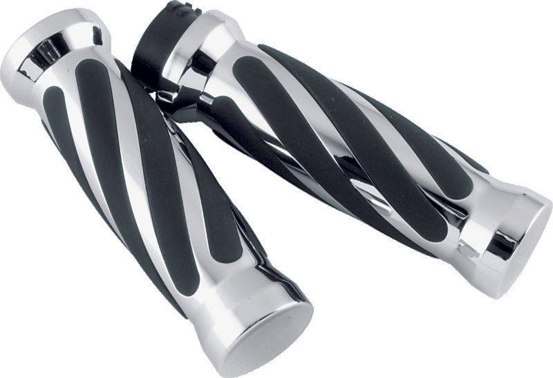 Bikers Choice 81-17 XL & Big Twin Dual Cable Chrome & Black Twisted Grips Pr Grips Bikers Choice