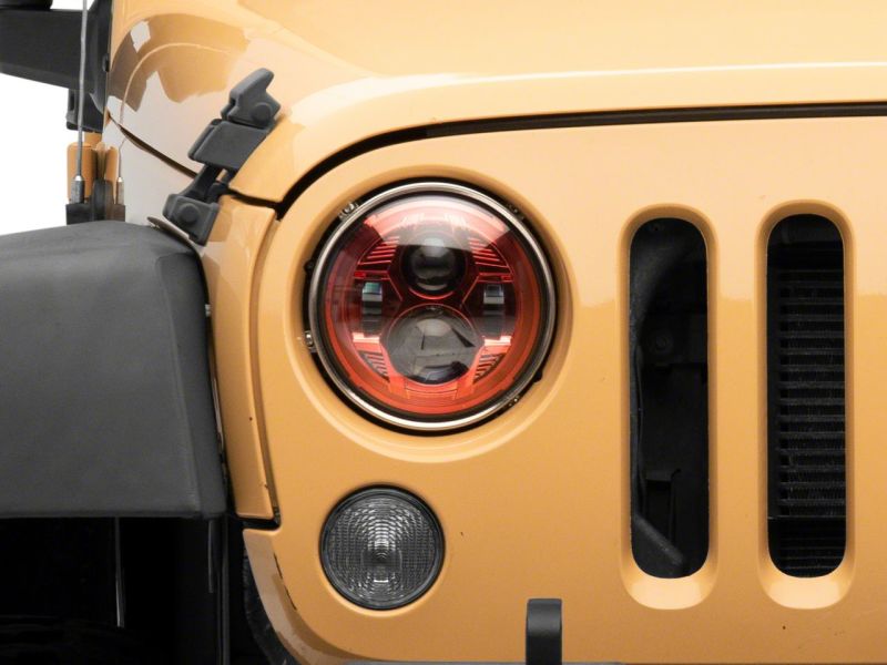 Raxiom 07-18 Jeep Wrangler JK 7-In LED Headlights- Red Housing- Clear Lens Headlights Raxiom