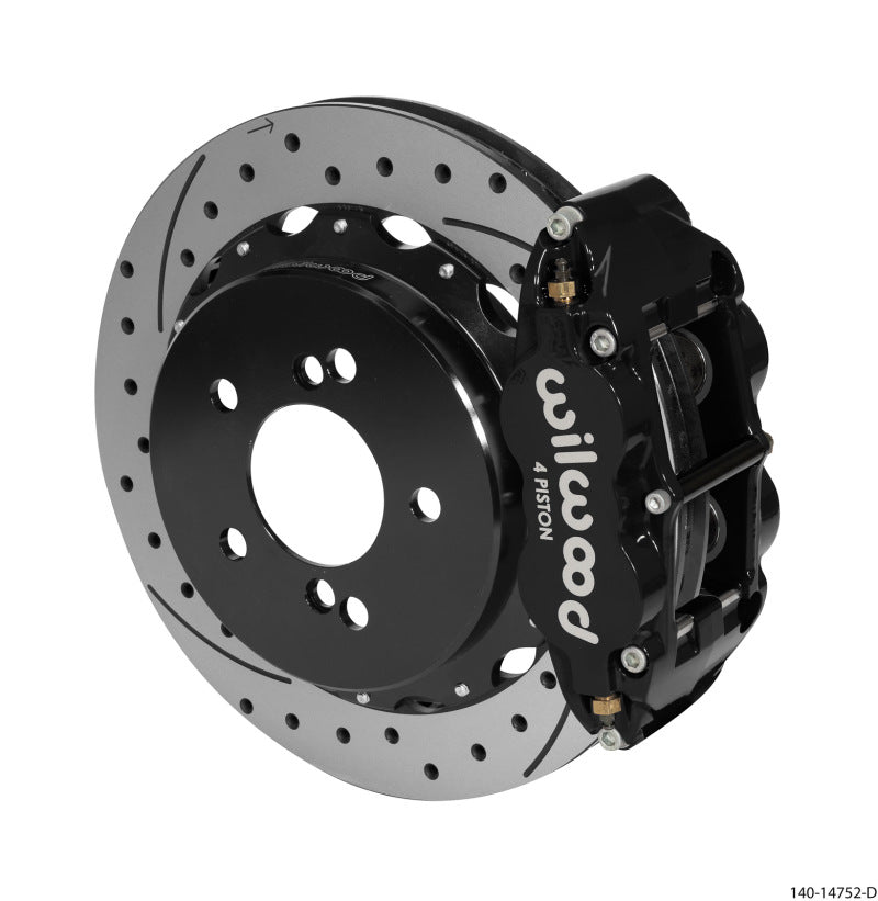 Wilwood Narrow Superlite 4R Rear Kit 12.88in Drilled/Slotted Black 00-06 BMW M3 E46 Big Brake Kits Wilwood