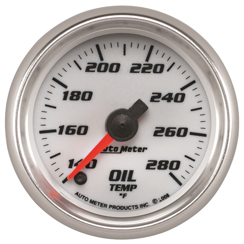 Autometer Pro-Cycle Gauge Oil Temp 2 1/16in 140-280f Digital Stepper Motor White Gauges AutoMeter