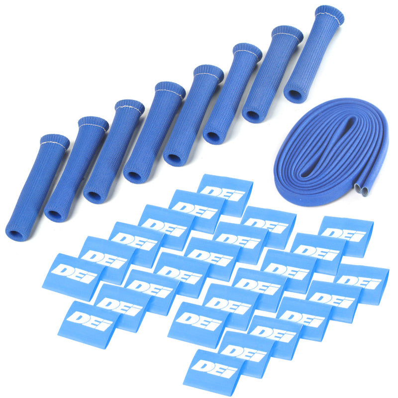 DEI Protect-A-Boot and Wire Kit 8 Cylinder - Blue Thermal Sleeves DEI
