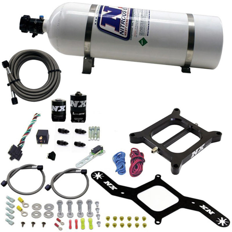 Nitrous Express 4150 RNC Conventional Nitrous Plate Kit w/.375in Solenoid w/15lb Bottle Nitrous Systems Nitrous Express