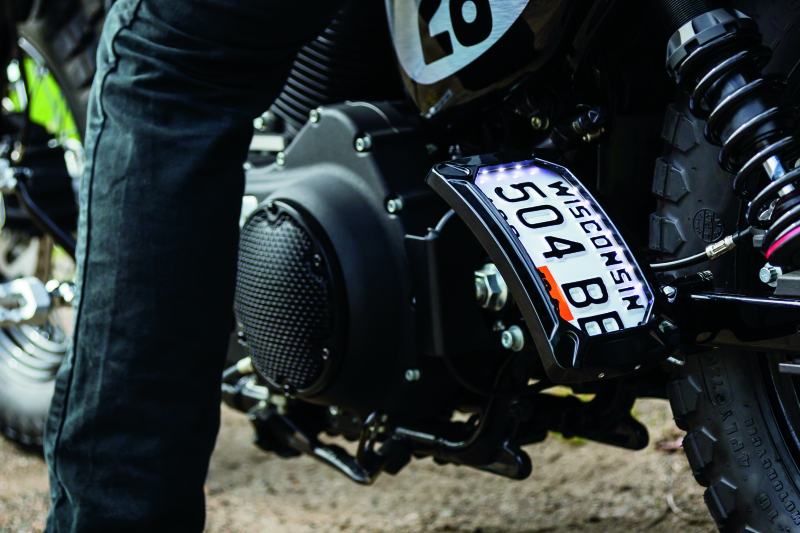 Kuryakyn Nova Curved Vertical Mount Side License Plate Holder Gloss Black License Plate Relocation Kuryakyn