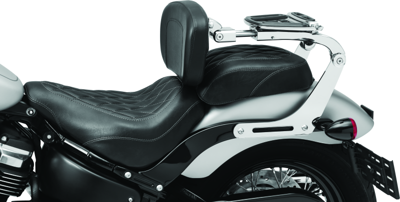 Kuryakyn Fixed Mounts Multi-Purpose Driver & Passenger Backrest 18-Up Softail Black Seats Kuryakyn