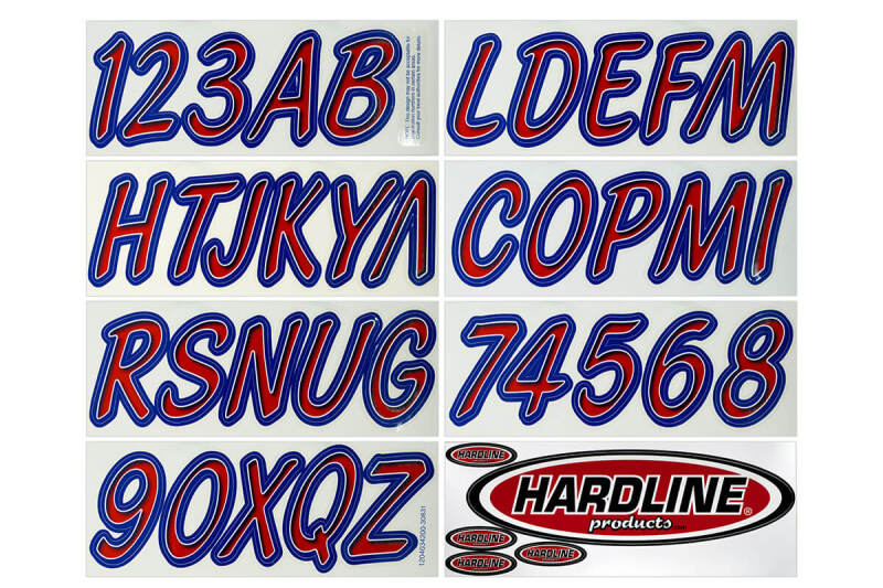 Hardline Boat Lettering Registration Kit 3 in. - 400 Red/Purple Stickers/Decals/Banners Hardline