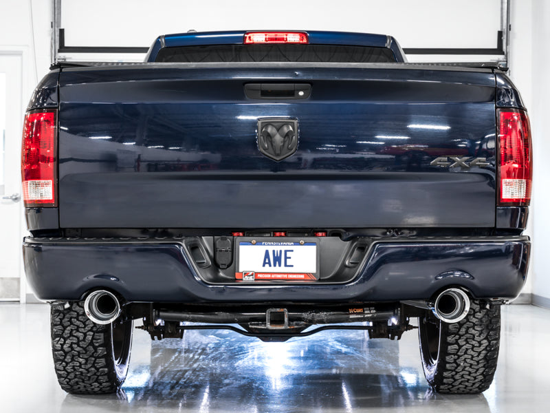AWE Tuning 09-18 RAM 1500 5.7L (w/Cutouts) 0FG Dual Rear Exit Cat-Back Exhaust - Chrome Silver Tips Catback AWE Tuning