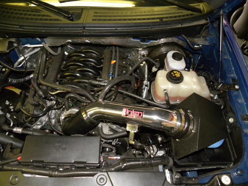 Injen 12 Ford F-150 V8 5.0L Wrinkle Black 4in Power Flow Intake w/ MR Tech/Enc Box w/ Front Inlet Cold Air Intakes Injen
