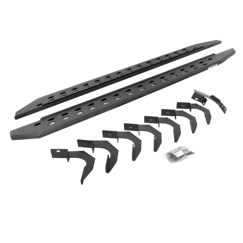 Go Rhino 15-22 GMC Canyon CC 4DR RB20 Slim Running Boards Kit (Incl. Brackets) - Bedliner Coating Running Boards Go Rhino