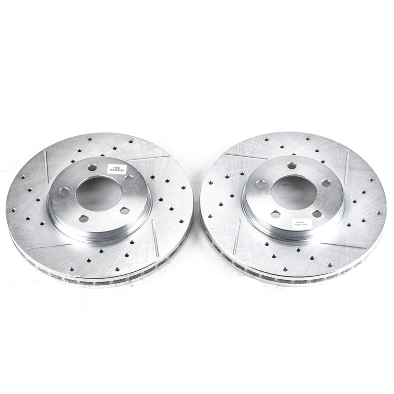 Power Stop 96-99 Ford Taurus Front Evolution Drilled & Slotted Rotors - Pair Brake Rotors - Slot & Drilled PowerStop