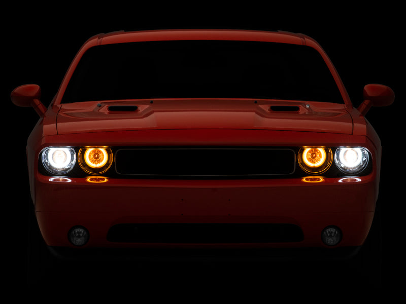 Raxiom 08-14 Dodge Challenger Dual LED Halo Projector Headlights- Black Housing (Clear Lens) Headlights Raxiom
