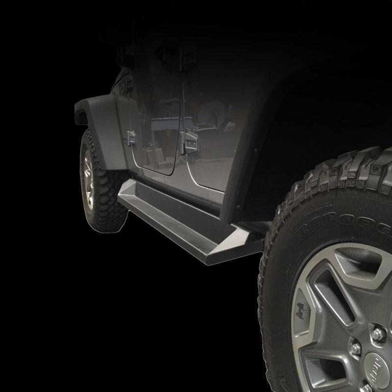 DV8 Offroad 07-18 Jeep Wrangler JK Plated Steel Rock Slider Steps - Matte Black (4 Door Only) Side Steps DV8 Offroad