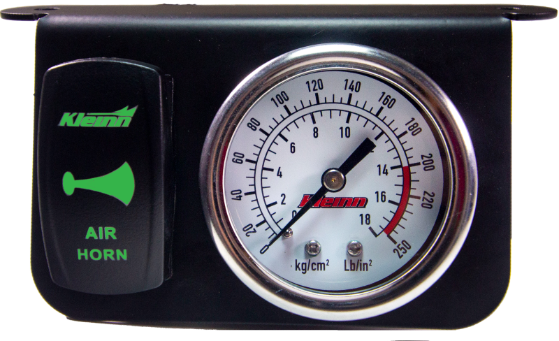 Kleinn Panel Mounted 160 PSI Gauge w/ an Illuminated GREEN Momentary Rocker Switch Horn Accessories Kleinn Air Horns