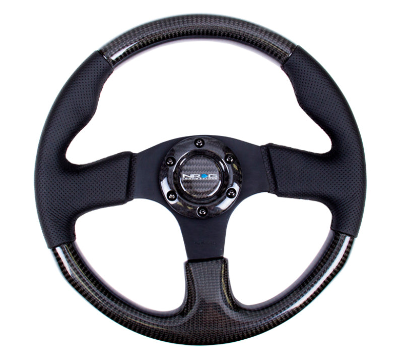 NRG Carbon Fiber Steering Wheel (315mm) Leather Trim w/Black Stitching Steering Wheels NRG