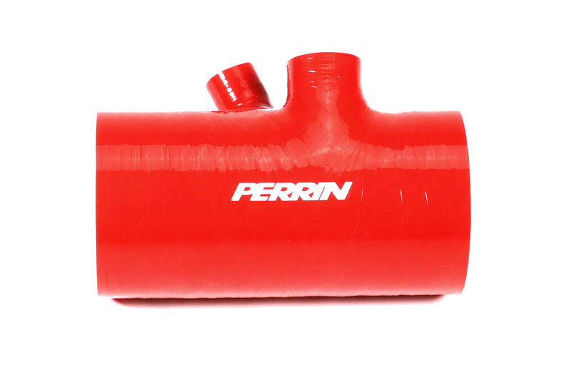 PERRIN 22-24 Subaru WRX / 20-25 LGT &amp; OBXT Turbo Inlet Hose w/Turbo Adapter Flange (Short) - Red Hoses Perrin Performance