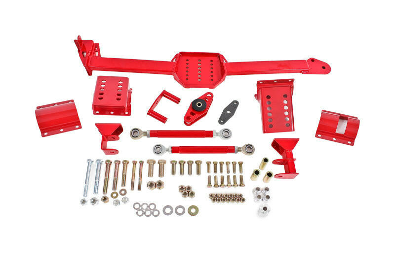 BMR 05-14 S197 Mustang Body Mount Watts Link Rod End/Poly w/ Adj. Axle Clamps - Red Diff Braces BMR Suspension