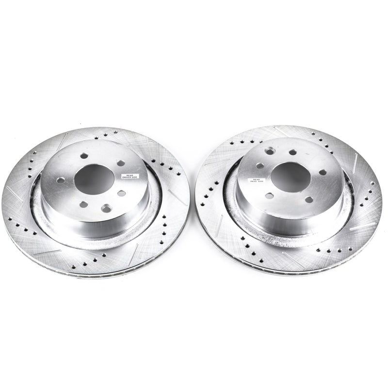 Power Stop 07-08 Infiniti G35 Rear Evolution Drilled & Slotted Rotors - Pair Brake Rotors - Slot & Drilled PowerStop